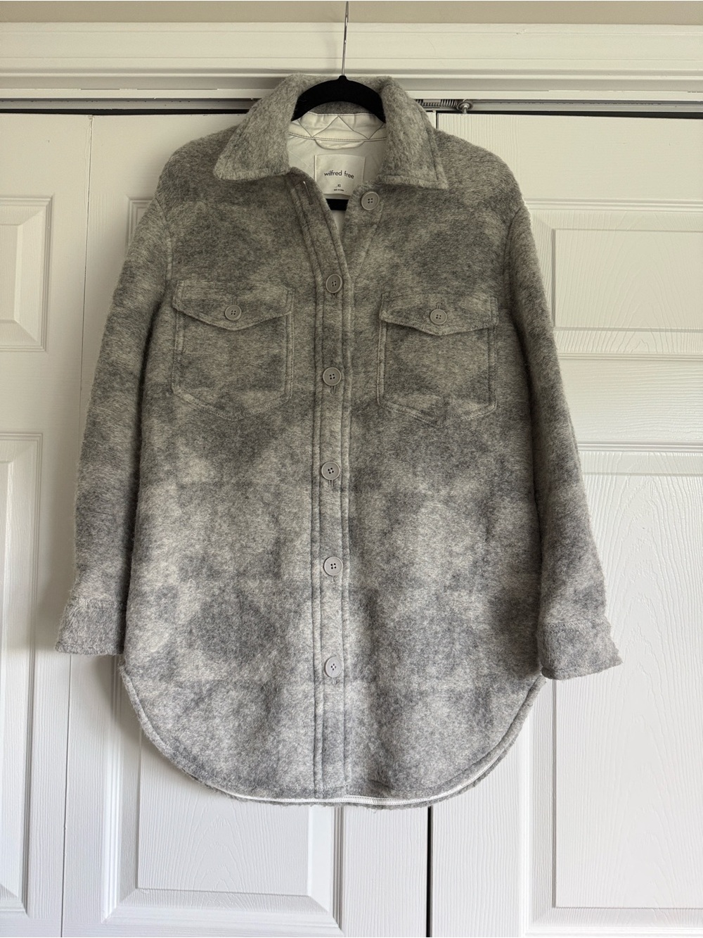 Wilfred (Aritiza) Light Gray Wool-Blend Button Jacket